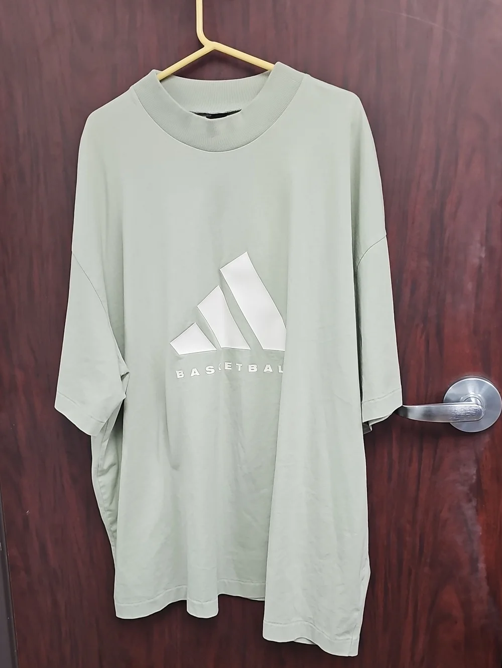 adidas Men's Sage Green Basketball Logo Short Sleeve Tee